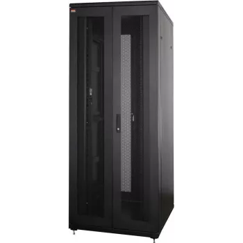 IT-BUDGET 19 tums serverrack SRK - 42U - 800x1000 mm - perforerade dubbeldörrar fram och bak - kabelkanaler - flatpack - svart 90ITB19SRK42810DTSN