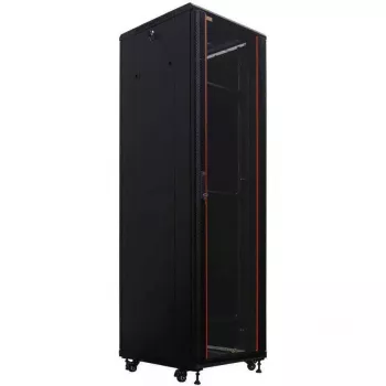 IT-BUDGET 19 inch nätverksskåp SRK - 38U - 600x600 mm - glas-/ståldörr - flatpack - svart 90ITB19SRK3866GSN