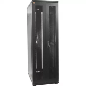 IT-BUDGET 19 inch serverrack SRK komplettset - 42U - 600x1000 mm - perforerade dubbeldörrar fram + bak - 4 aktiva fläktar - PDU - hyllor - monterat - svart 99ITB19SRK42610DTSM