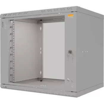 IT-BUDGET 19 inch väggskåp TAUNUS 9U 450mm djup glasdörr ljusgrå 90ITB19945GG