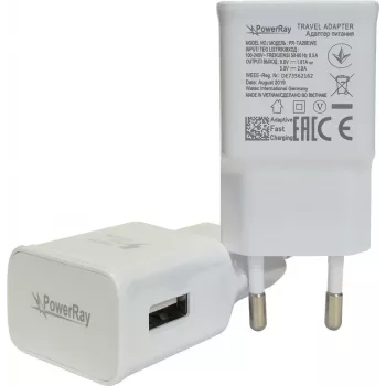 PowerRay laddare PR-TA20EWE, EU-specifikation 2-polig med CE, 2000mAH, vit, bulk (PR-TA20EWE)