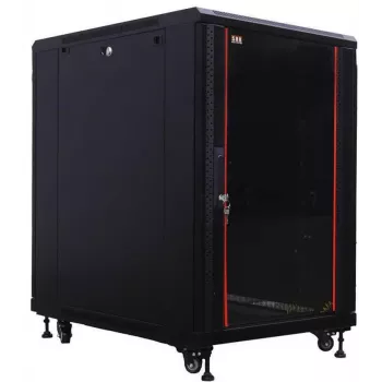 IT-BUDGET 19 inch nätverksskåp SRK - 18U - 600x800 mm - glas-/ståldörr - monterat - svart 99ITB19SRK1868GSNM