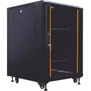 IT-BUDGET 19 inch Nätverksskåp SRK - 12U - 600x800 mm - Glas-/Ståldörr - Flatpack - svart (90ITB19SRK1268GSN)