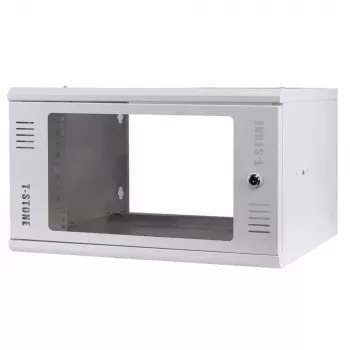 IT-BUDGET 19 tums väggskåp T-STONE, 6U, 450 mm djup, glasdörr, låsbar, vit (90ITBTSWV6545GW)