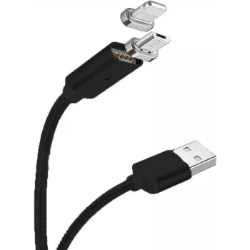 CYOO magnetisk USB-ladd- och datakabel – 2-i-1 Micro USB & Lightning till USB – 1m – svart