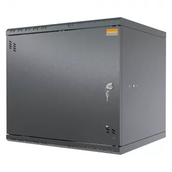 IT-BUDGET TAUNUS 9U 19 inch väggskåp, 450 mm djupt, ståldörr, låsbar, svart 90ITB19945MS