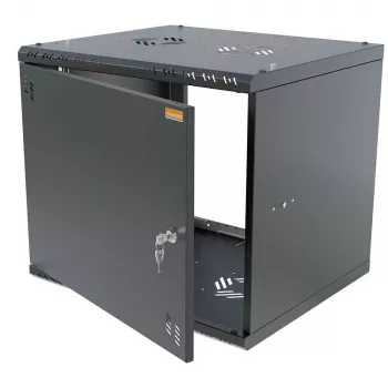 IT-BUDGET TAUNUS 9U 19 inch väggskåp, 450 mm djupt, ståldörr, låsbar, svart 90ITB19945MS