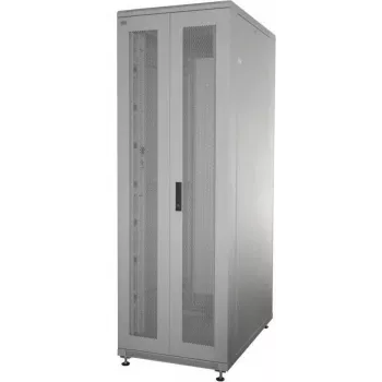 IT-BUDGET 19 inch serverrack SRK komplett set - 42U - 600x1000 mm - perforerade dubbeldörrar fram & bak - 4 aktiva fläktar - PDU - hyllor - monterat - ljusgrå 99ITB19SRK42610DTGM
