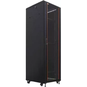 IT-BUDGET 19 inch nätverksskåp SRK - 42U - 600x600 mm - glas-/ståldörr - förmonterat - svart (99ITB19SRK4266GSNM)
