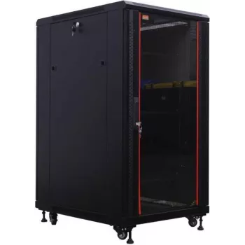 IT-BUDGET 19 inch serverrack SRK - 27U - 600x1000 mm - glas-/ståldörr - förmonterat - svart 99ITB19SRK27610GSNM
