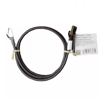 IT-BUDGET Cat.8.1 S/FTP patchkabel, 1m, svart, 40Gbps, 2000MHz, LSZH, PoE+ 90ITBFLEX81PK1S