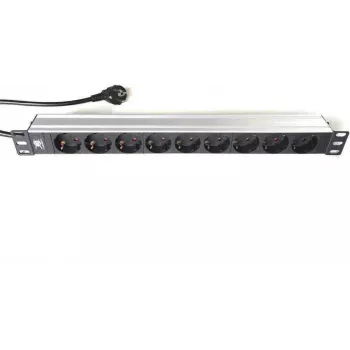LIEBERNETZ Silence Rack 19 inch 9-fack grenuttag, 2 m kabel, svart/silver 90LNSDL199S