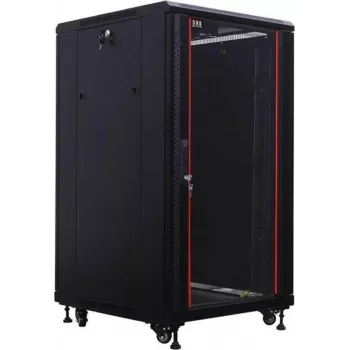 IT-BUDGET 19 inch nätverksskåp SRK - 18U - 600x800 mm - glas-/ståldörr - flatpack - svart (90ITB19SRK1868GSN)