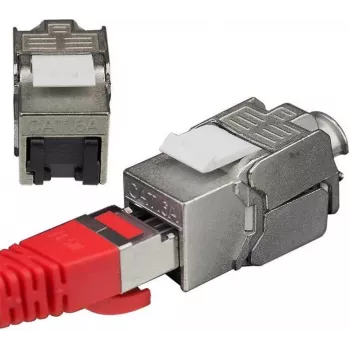 IT-BUDGET RJ45 Business Keystone-modul Cat.6A skärmad verktygsfri Small Form Factor med dammkyddslucka PoE+ (90ITBKM6ASS)