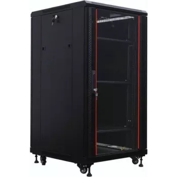 IT-BUDGET 19 inch nätverksskåp SRK - 22U - 600x800 mm - glas-/ståldörr - flatpack - svart (90ITB19SRK2268GSN)