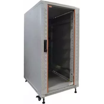 IT-BUDGET 19 inch nätverksskåp SRK - 22U - 600x600 mm - glas-/ståldörr - flatpack - ljusgrå 90ITB19SRK2266GGN