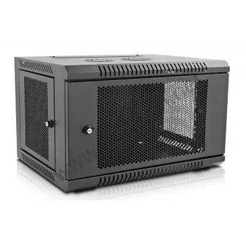 IT-BUDGET 19 inch nätverksskåp SWA - 6U - 570x600 mm - perforerad front och sidor - avtagbara sidopaneler - vägg- och golvmontering - tillbehörsset - svart (90ITB19MSR666TS)