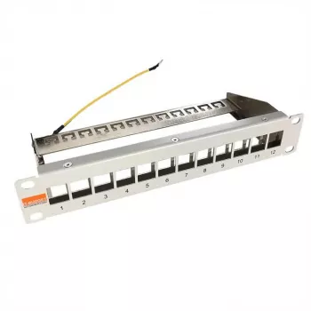 IT-BUDGET 10 tums tomt patchpanel för Keystone-moduler - 12 portar - skärmat - 1U - obestyckat - grå (90ITB10MT12PG)
