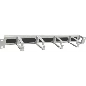 IT-BUDGET 1U 19 inch kabelhanteringspanel med borstlist och 4 baktill förskjutna metallkabelclips, ljusgrå 90ITBKDFPMBV1HEG