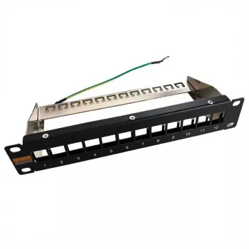 IT-BUDGET 10 inch tomt patchpanel för keystone-moduler - 12 portar - skärmad - 1U - obestyckad - svart (90ITB10MT12PS)