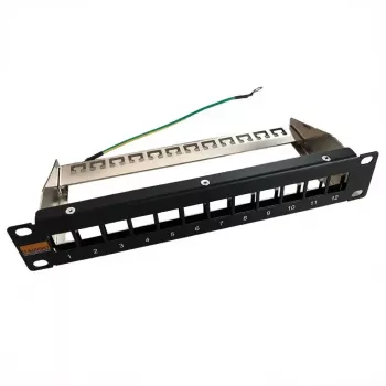 IT-BUDGET 10 inch tomt patchpanel för keystone-moduler - 12 portar - skärmad - 1U - obestyckad - svart (90ITB10MT12PS)