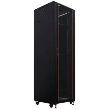IT-BUDGET 19 inch nätverksskåp SRK, 38U, 600x800 mm, glas-/ståldörr, flatpack, svart 90ITB19SRK3868GSN