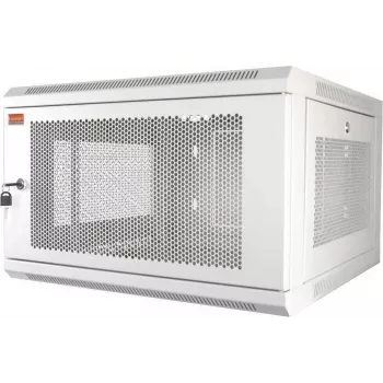 IT-BUDGET 19 inch väggmonterat nätverksskåp 6U, 570x600 mm, perforerad front och sidor, avtagbara sidopaneler, vit 90ITB19MSR666TW