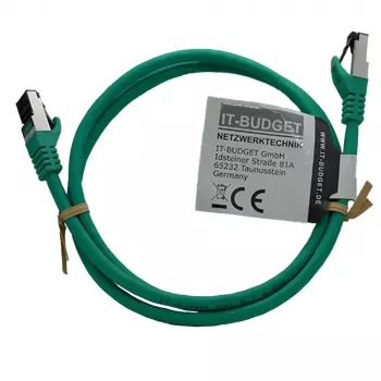 IT-BUDGET Cat.8.1 S/FTP patchkabel av ren koppar, 1 m, grön, 40Gbps, LSZH, PoE+ 90ITBFLEX81PK1GR