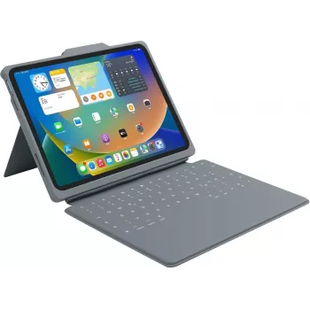 B2Bworkplace Smart Rugged tangentbordsskydd med Smart Connector för iPad 11 (2025) & 10.9 (2022), grå/transparent, QWERTZ