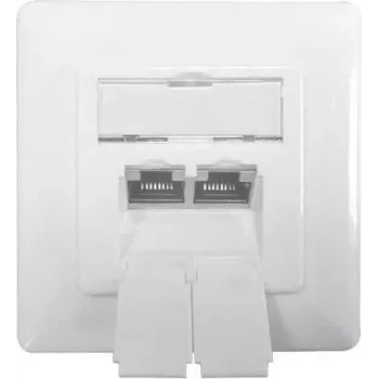 IT-BUDGET nätverksuttag 2x RJ45 Cat.6A skärmat ljusvit infällt horisontellt PoE+ 90ITBDDSW