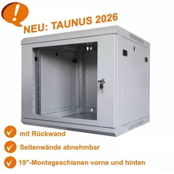 IT-BUDGET TAUNUS 19 inch nätverksskåp 12U 600mm djup ljusgrå 90ITB19126GG