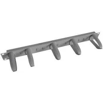 IT-BUDGET 19 inch 1U kabelhanteringspanel med 5 vridbara plastkabelhållare, ljusgrå 90ITBKFP1HEG