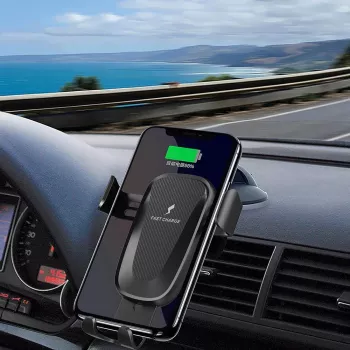 CYOO CY120792 Qi 15W trådlös bilhållare med laddfunktion, automatisk klämning och 360°-rotation