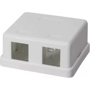 IT-BUDGET Utanpåliggande datauttagsdosa för 2 x RJ45 Keystone-moduler - vit 90ITBAKPG2P