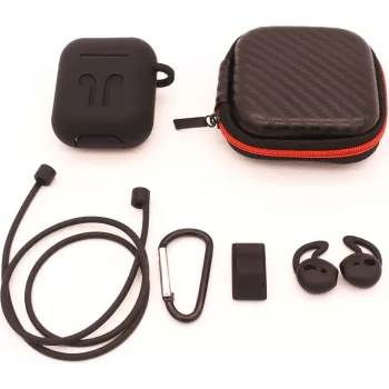 CYOO 6in1 silikonskal med tillbehör - svart - Apple AirPods fodralshylsa (CY120795)