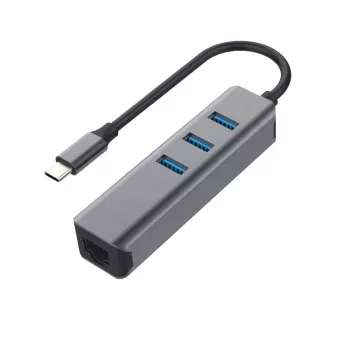 EXSYS EX-1133-N-3 USB 3.2 Gen 1-hubb med 3x USB-A-portar och Gigabit Ethernet (USB-C)