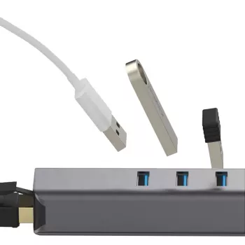 EXSYS EX-1133-N-3 USB 3.2 Gen 1-hubb med 3x USB-A-portar och Gigabit Ethernet (USB-C)