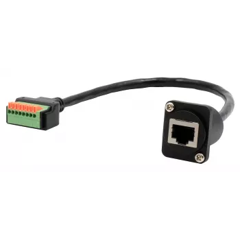 EXSYS EX-49161 D-typ RJ45-uttag till 8-pin plintadapter med tryckknapp, CAT.5e, 20 cm