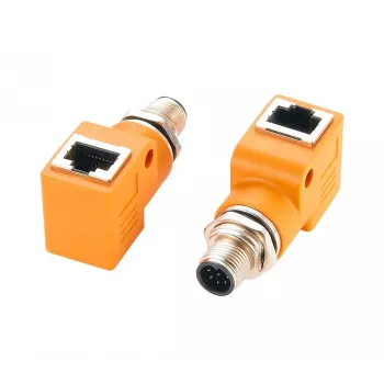 EXSYS EX-49502 M12 A-kodad 8-polig kontakt till RJ45-uttag 90° industriell Ethernet-adapter