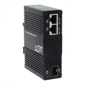 EXSYS EX-60344 2-port PoE++ mediekonverterare 90W, SFP, -40°C till +80°C