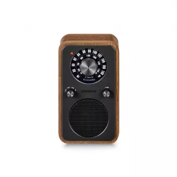 Sangean WR-9 bärbar FM-radio, hölje i äkta valnötsträ, vintage-design, Bluetooth, 8W