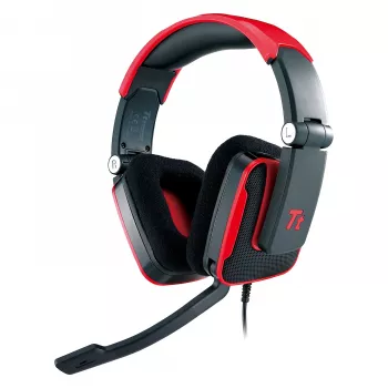 Thermaltake Tt eSPORTS SHOCK spelheadset - Royal Red, trådbundet 3,5 mm, over-ear, infällbar mikrofon, hopfällbar