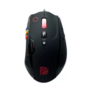 Thermaltake Tt eSPORTS VOLOS lasermus för gaming, 8200 DPI, 14 knappar, trådbunden, svart