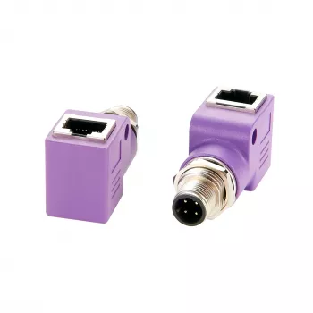 EXSYS EX-49522 M12 D-kodad 4-polig hane till RJ45-hona 90° vinklad industriell Ethernet-adapter