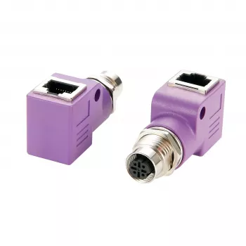EXSYS EX-49523 M12 D-kodad 4-polig hona till RJ45-hona 90° industriell Ethernet-adapter