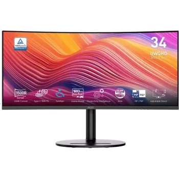 MSI Modern MD342CQPDE 34 inch UWQHD 120Hz böjd företagsmonitor med USB-C 98W PD, KVM-switch och inbyggda högtalare