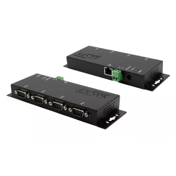 EXSYS EX-6164 4-port RS-232 seriell enhetsserver, Ethernet till seriell, metall, 10/100 Mbps, virtuell COM