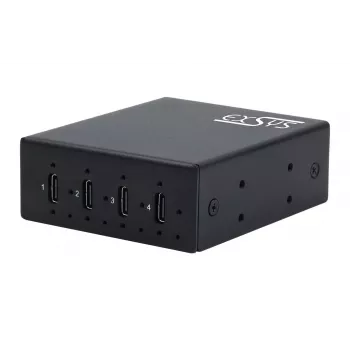 EXSYS EX-12274HMS USB 3.2 Gen 2x1 4-port industri metallhub, 10Gbps, 15KV ESD, vägg-/DIN-skenmontering
