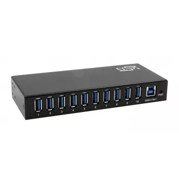 EXSYS EX-11290HMS USB 3.2 Gen 1 10-ports hubb med 12V/5A nätaggregat
