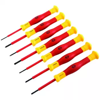 C.K Tools VDE-isolerad skruvmejselssats, 7 delar, spår och Phillips, T4897